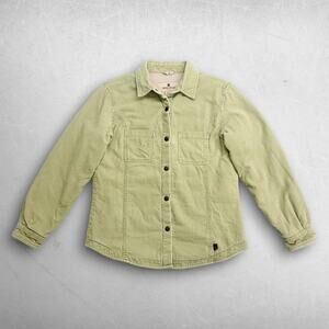 Woolrich Corduroy Jacket Sherpa Lined Women XS Aloe Green Cottagecore Beach